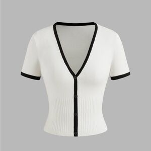 Cider V-Neck Button-Up Top